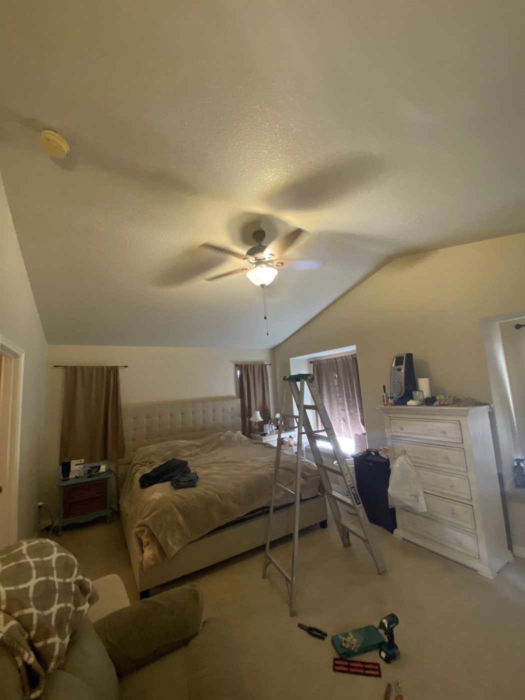 Bedroom before ceiling work