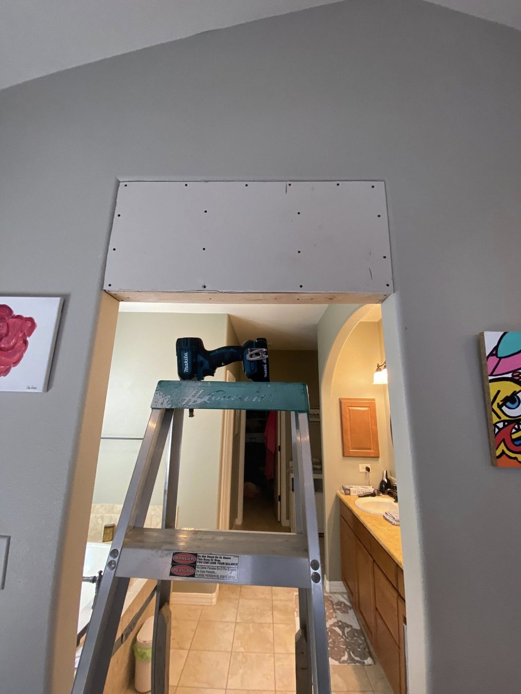 Framing bulkhead above hallway