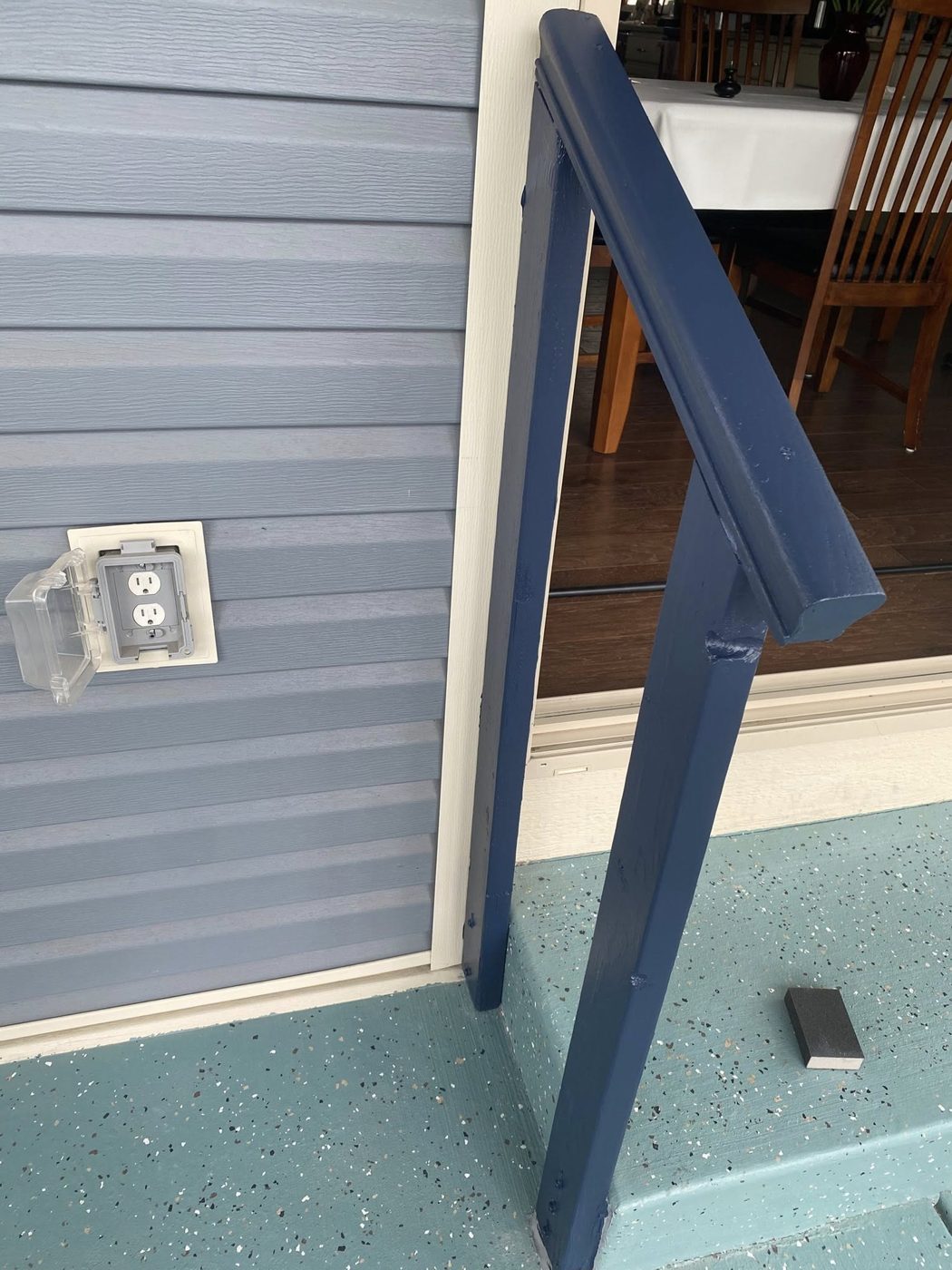 Freshly painted porch railing