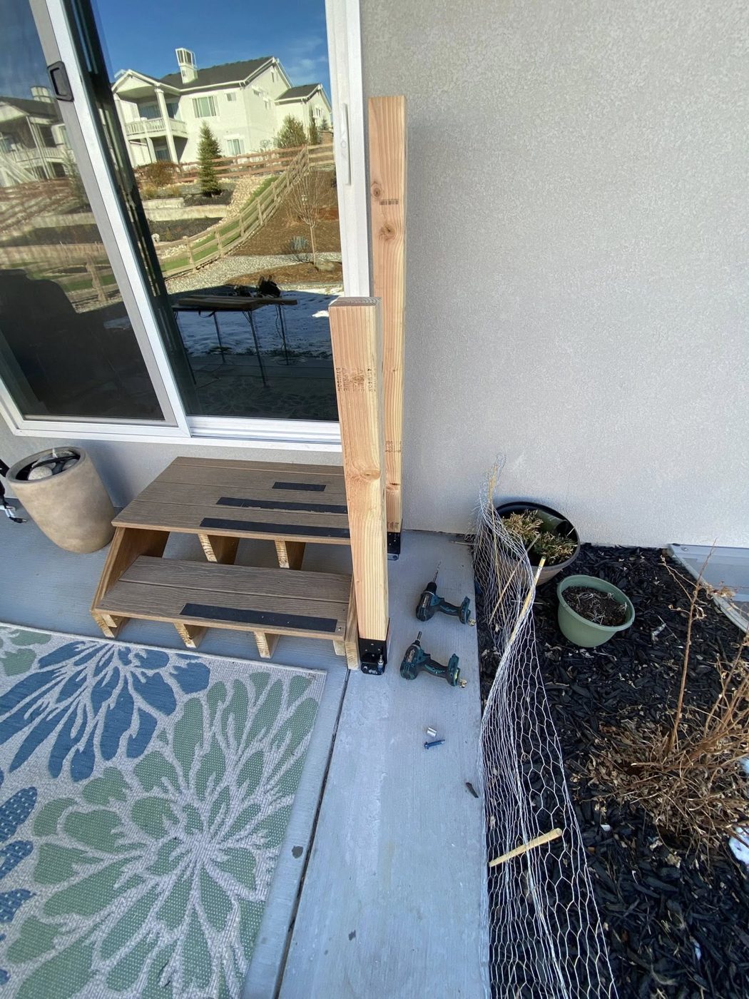 Installing new porch step post